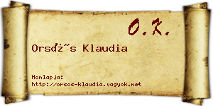 Orsós Klaudia névjegykártya