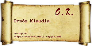 Orsós Klaudia névjegykártya